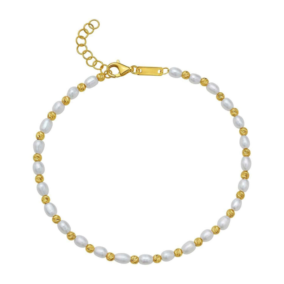 14K Yellow Gold Faceted Bead and Freshwater