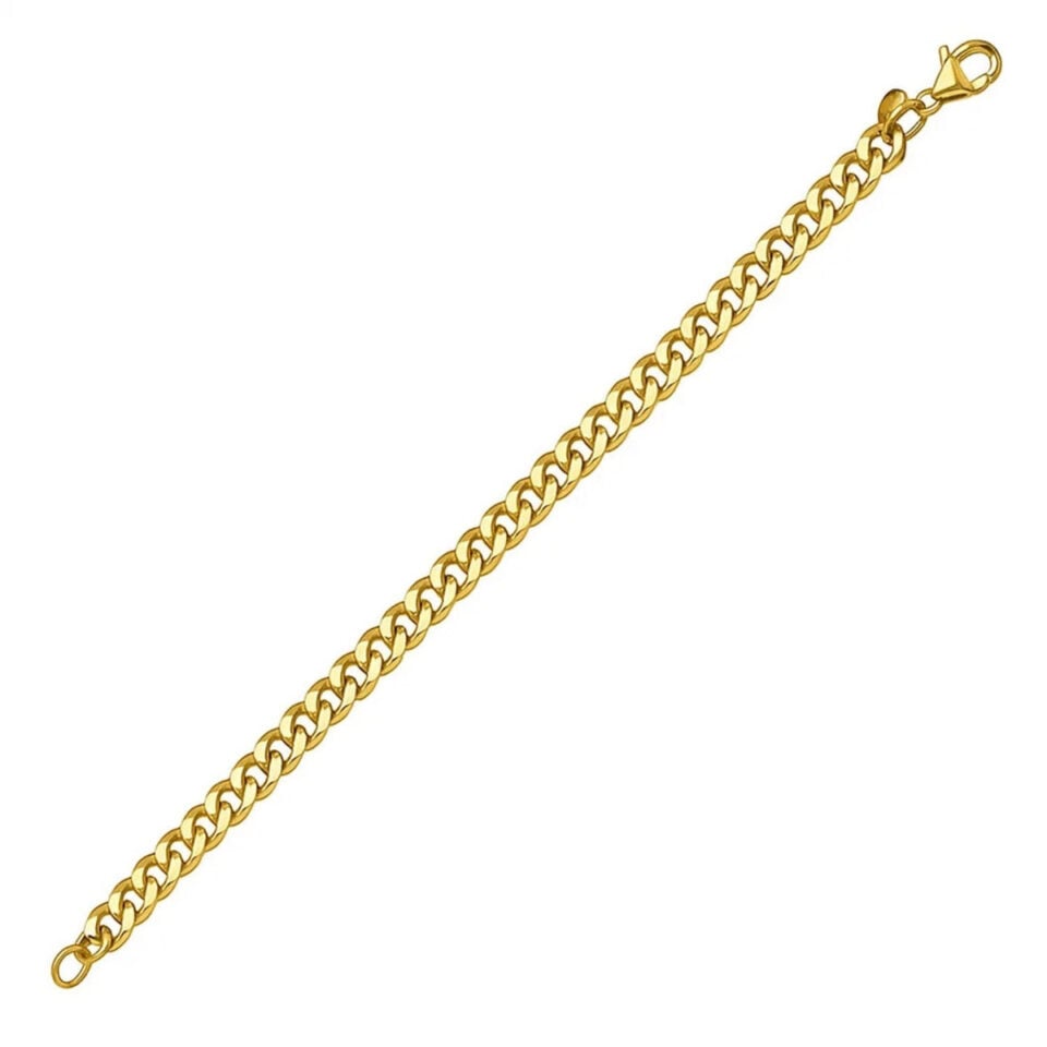 Cuban necklace in solid 14K yellow gold, view 3