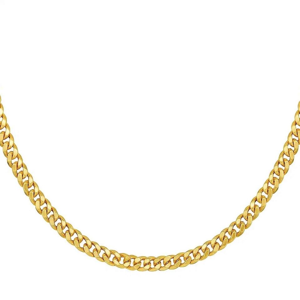 Cuban necklace in solid 14K yellow gold, view 4