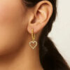 Beaded hoop earrings in solid 14K two-tone gold, view 3