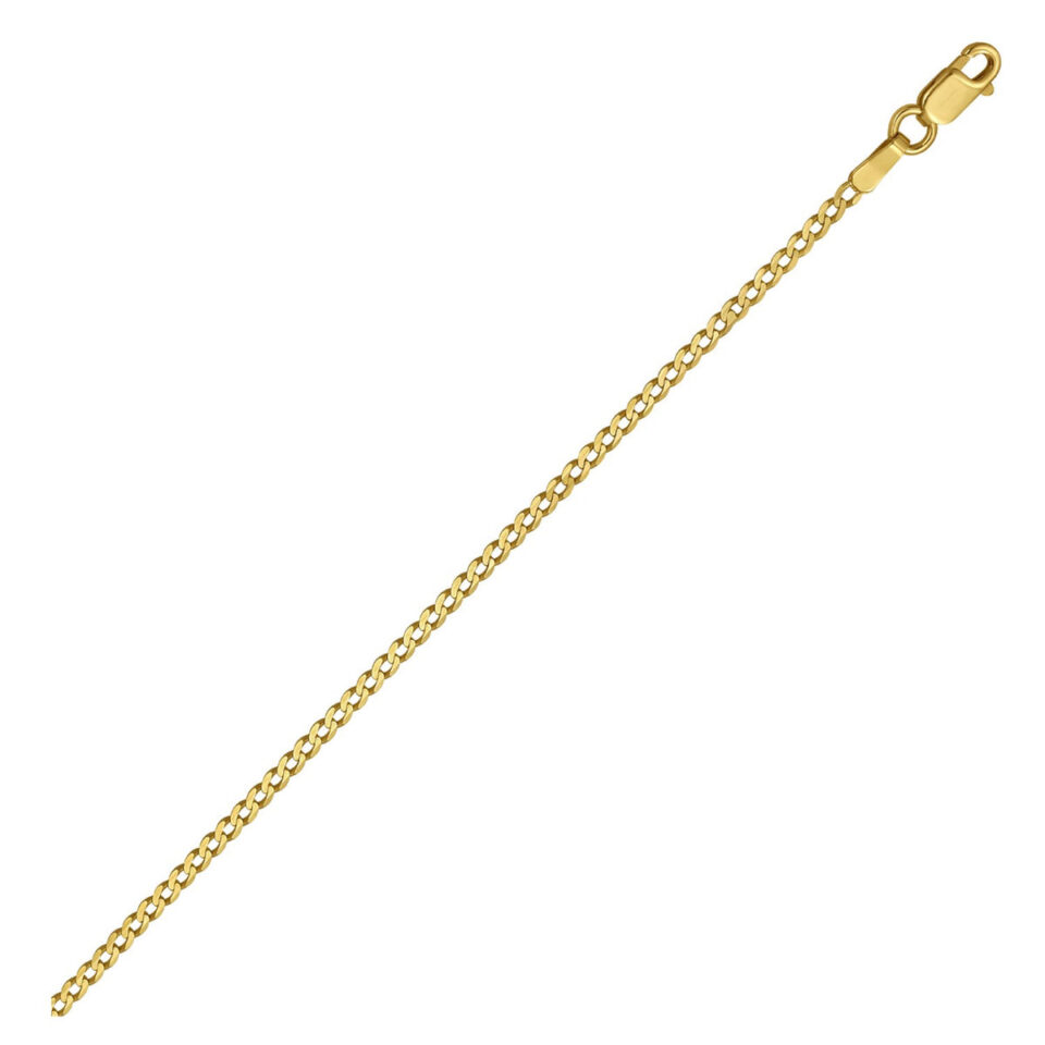 Curb chain in solid 14K yellow gold, view 3