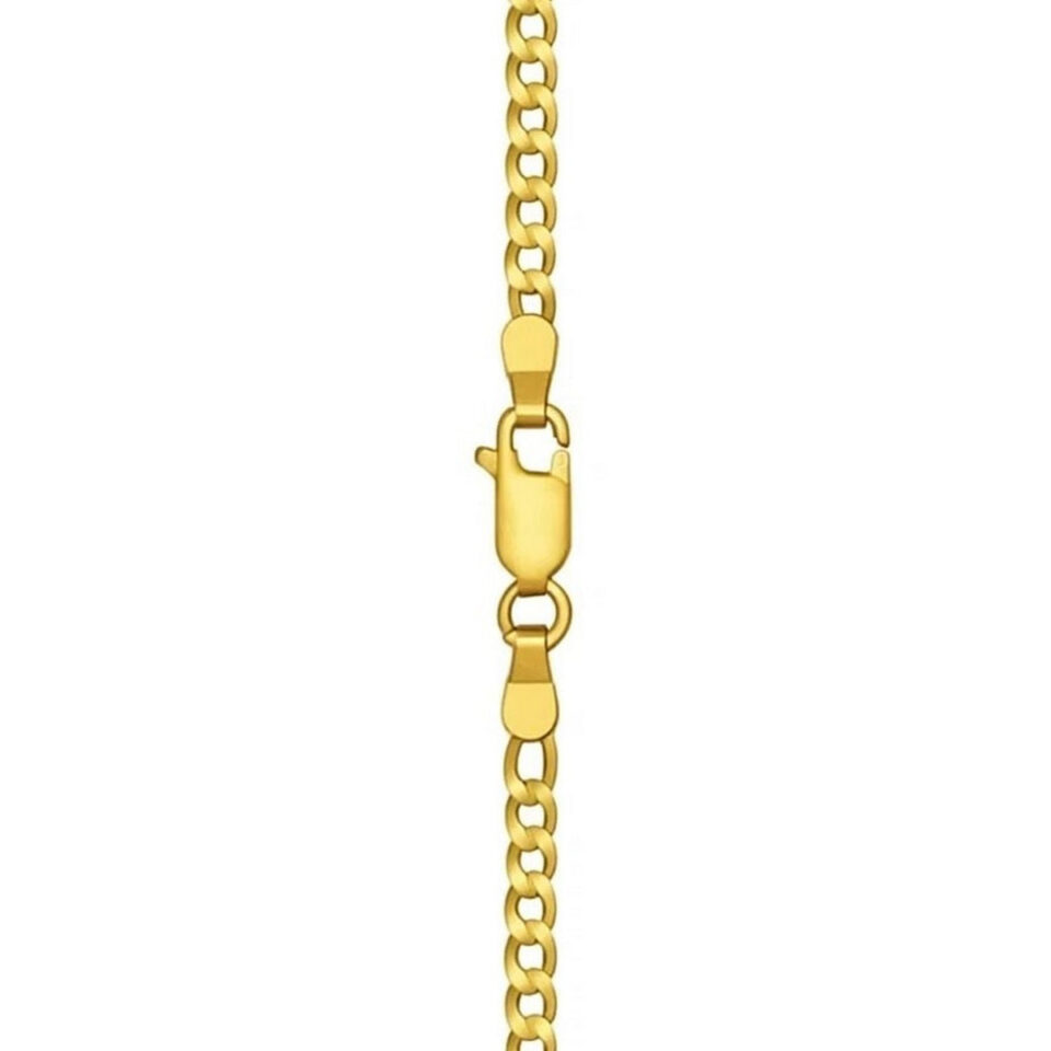 Curb chain in solid 14K yellow gold, view 4