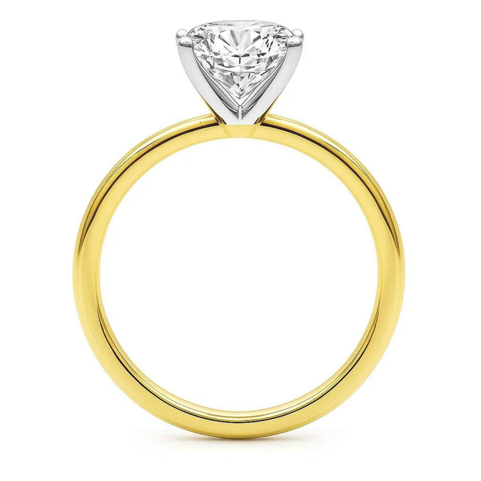 3 ct tw lab-grown diamond solitaire princess ring in solid 10K yellow gold, engagement ring, view 4