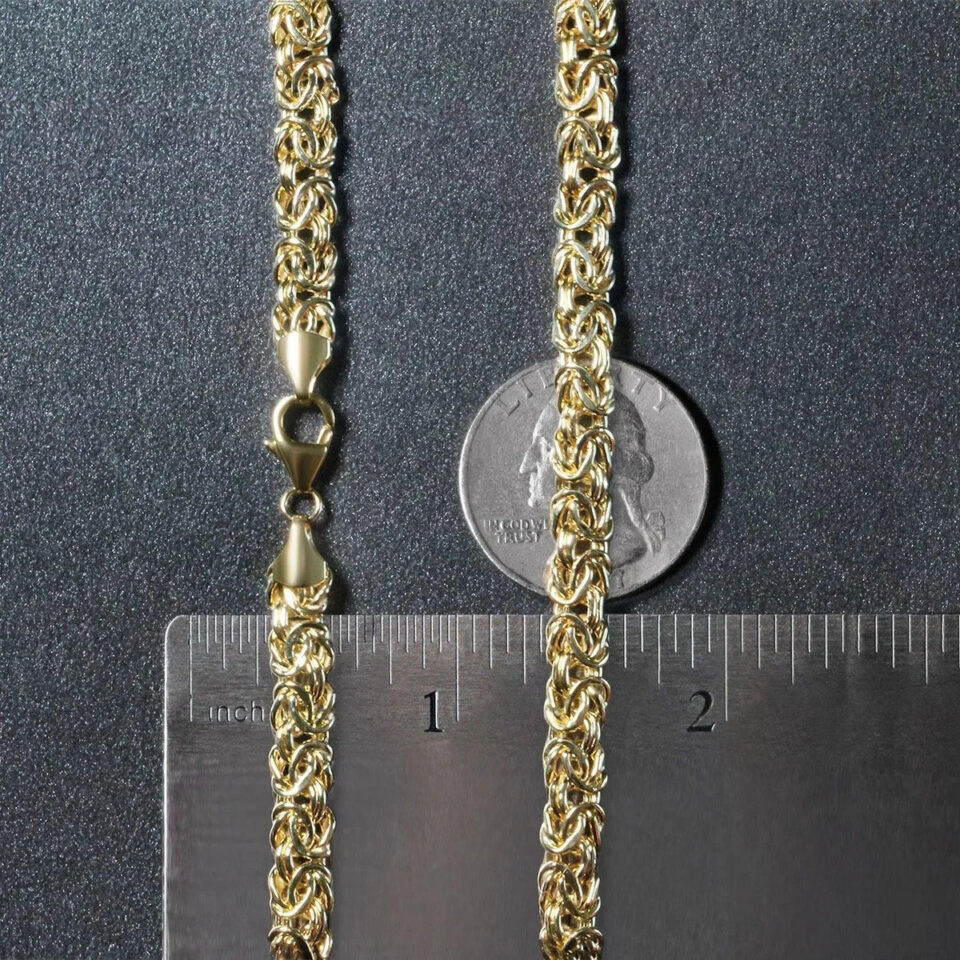 Fancy byzantine necklace in solid 14K yellow gold, view 7