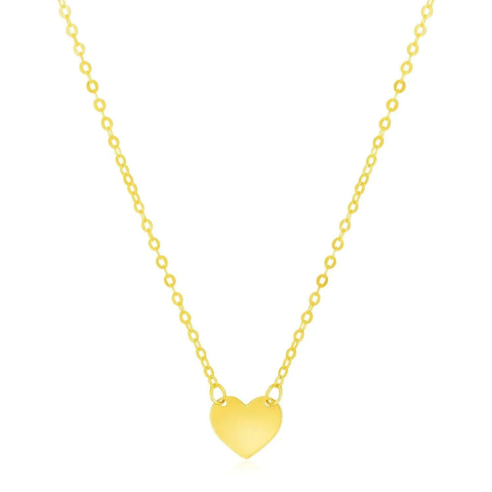 14K Yellow Gold Polished Heart Necklace Mini