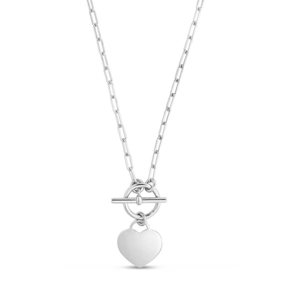 Sterling Silver, Rhodium Plated Heart 8.1g
