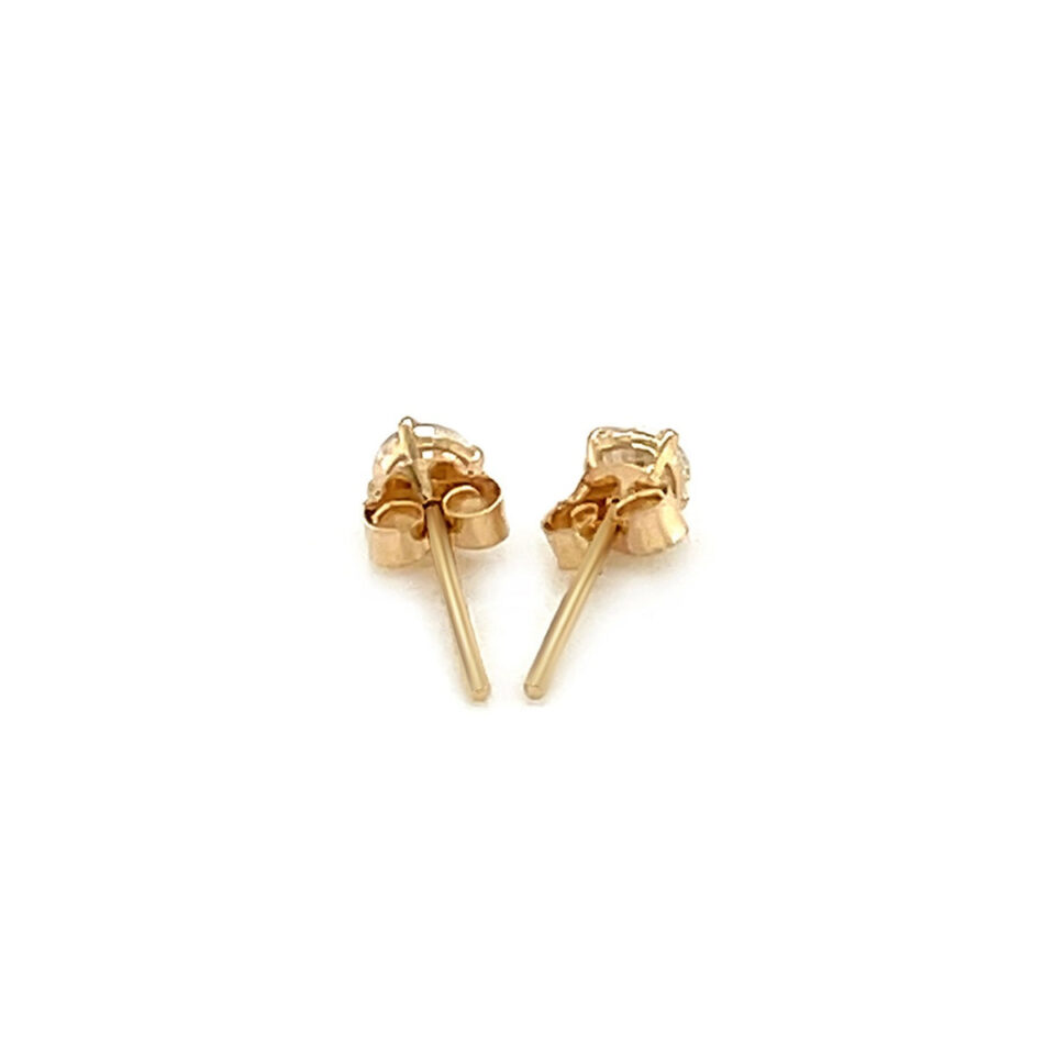 Stud earrings in solid 14K yellow and white gold, view 3