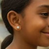 Stud earrings in solid 14K yellow and white gold, view 5