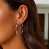 Sterling silver, rhodium plated hoop 2x35mm, view 4