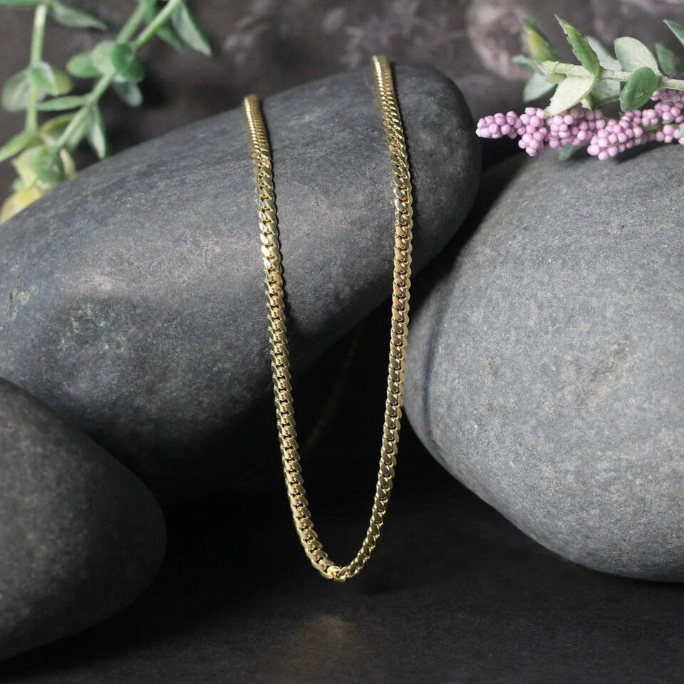 2.60mm cuban chain in solid 14K yellow gold, view 4