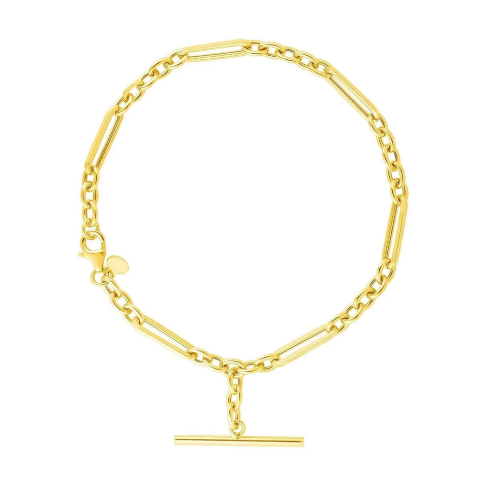 14K Yellow Gold Oval Round Bracelet