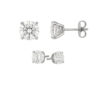 5 mm stud white hue faceted cubic zirconia earrings in solid 14K white gold, view 4