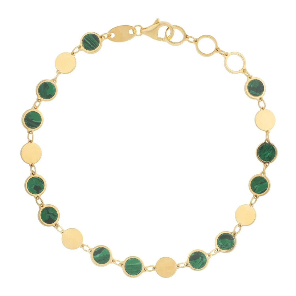 14K Yellow Gold Malachite Bracelet