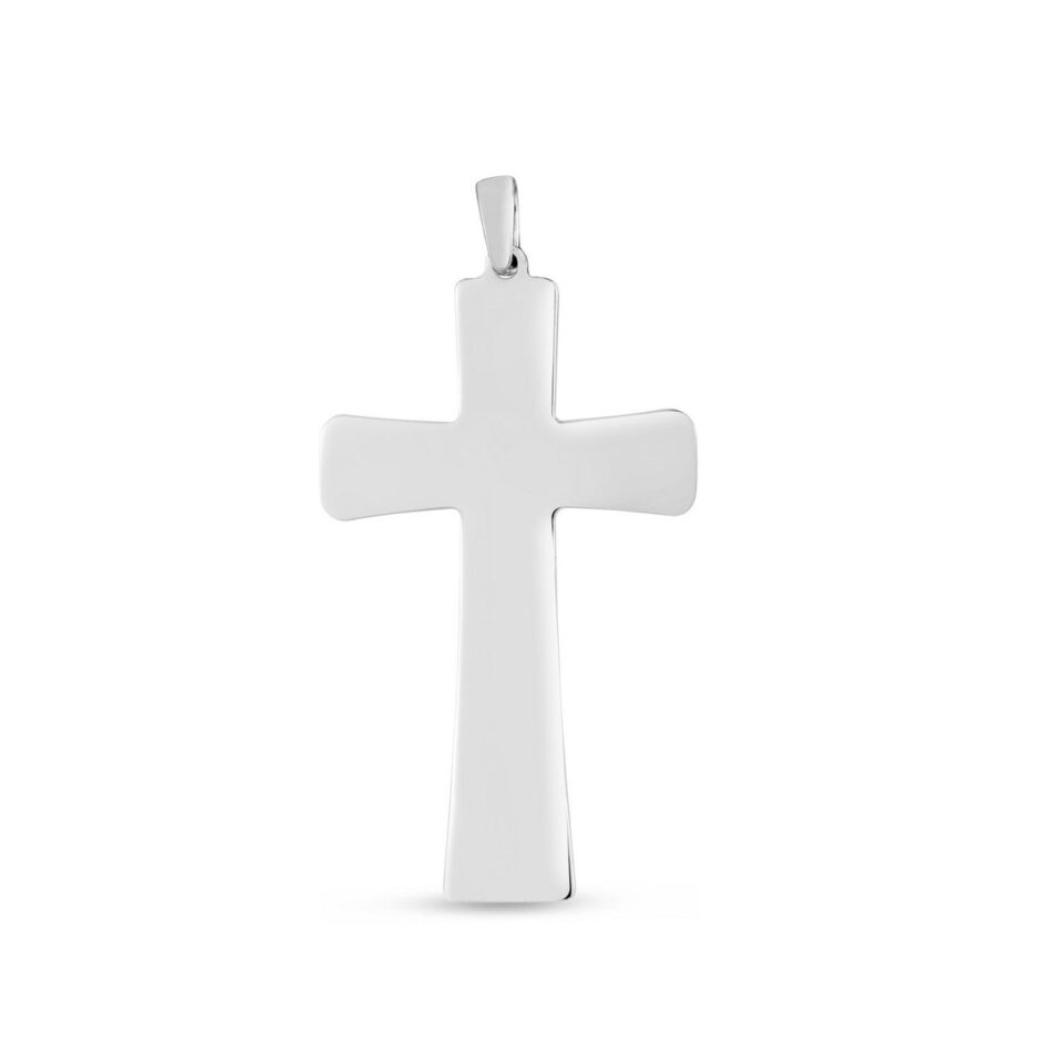 Sterling Silver, Rhodium Plated Cross Crusader