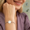 Sterling Silver, Rhodium Plated Circle Bracelet