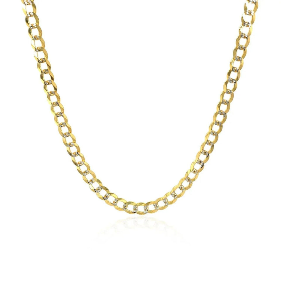 14K Two-Tone Gold Pave Curb Chain 3.20mm
