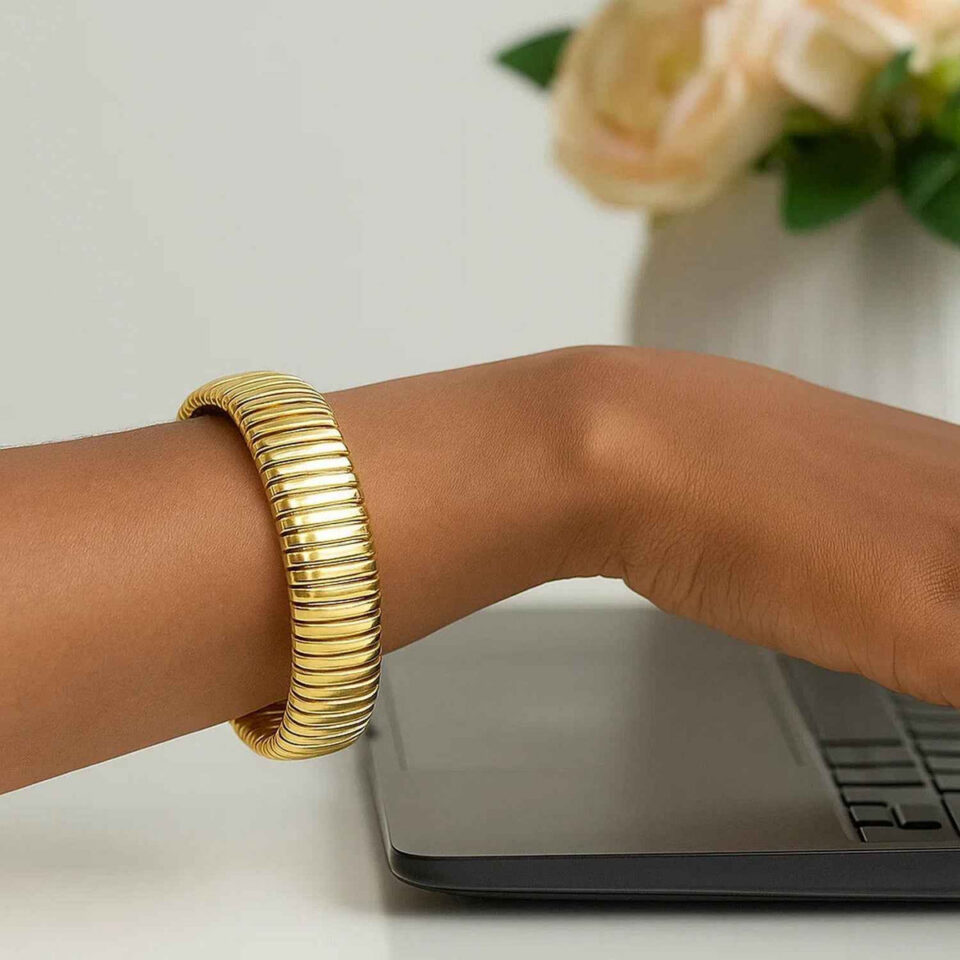 Sterling silver, gold plated bracelet 16.00mm, view 6