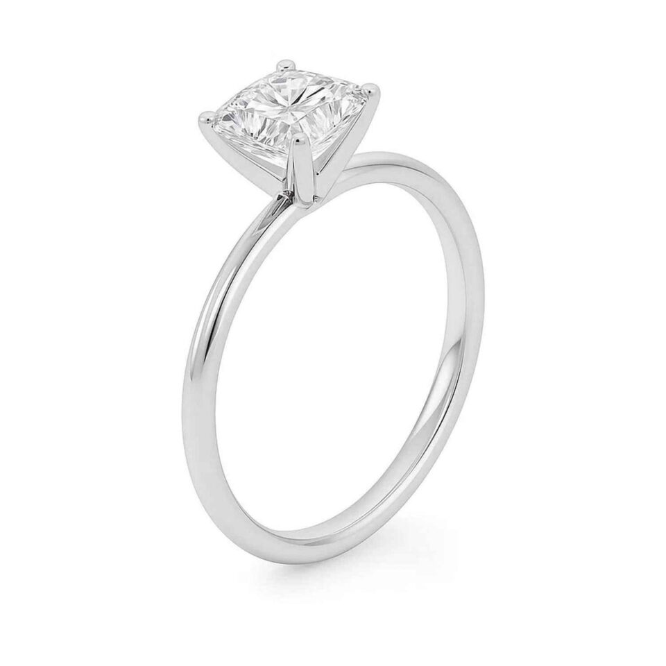 2 ct tw lab-grown diamond solitaire princess ring in solid 14K white gold, engagement ring, view 3