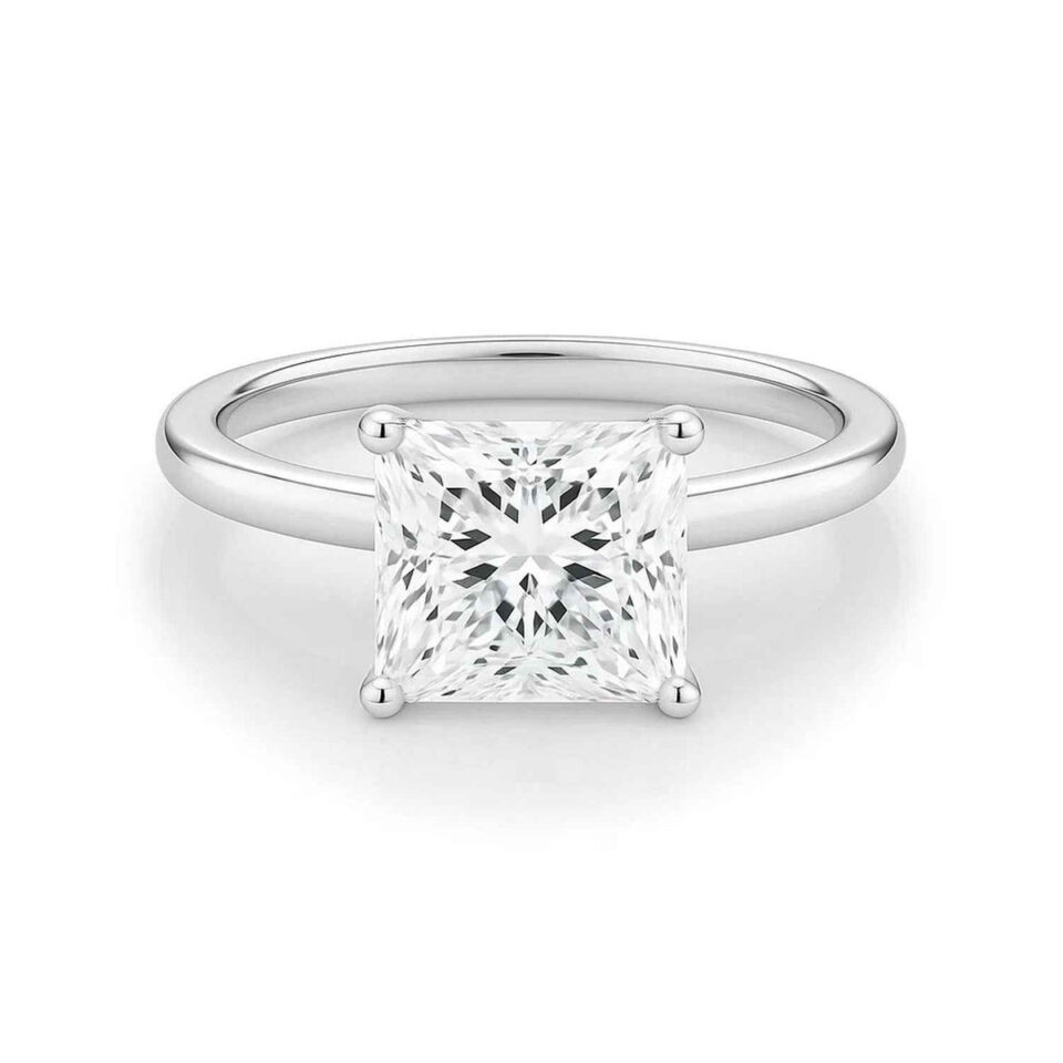 14K White Gold Lab-Grown Diamond Solitaire Princess Ring 2cttw