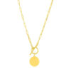 Circle paperclip necklace chain in solid 14K yellow gold