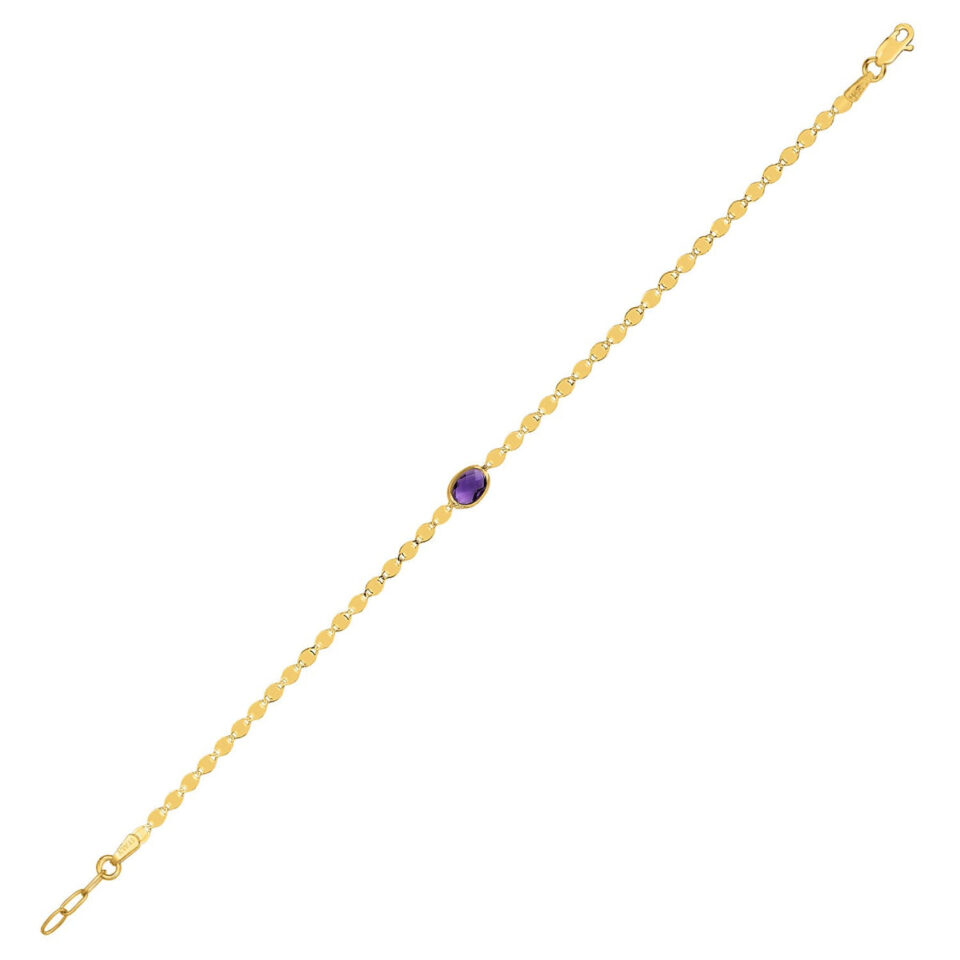 14K Yellow Gold Amethyst Chain