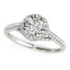 Pave round lab-grown diamond engagement ring in solid 14K white gold