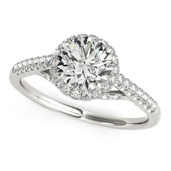 14K White Gold Pave Round Lab-Grown Diamond Engagement Ring