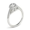 Pave round lab-grown diamond engagement ring in solid 14K white gold, view 2