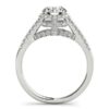 Pave round lab-grown diamond engagement ring in solid 14K white gold, view 3