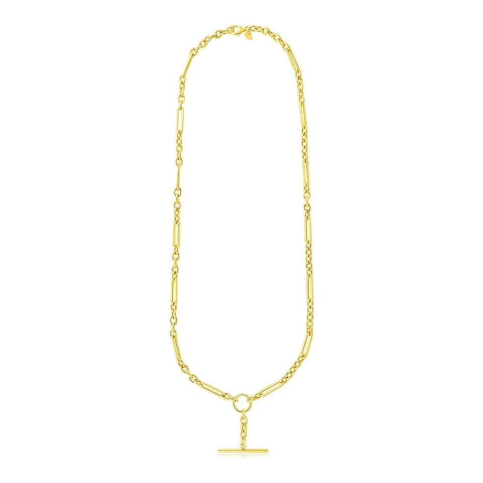 14K Yellow Gold Oval Round Necklace