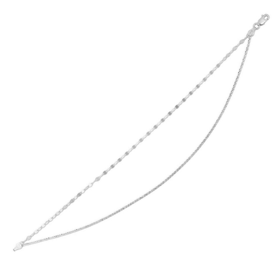 Sterling Silver, Rhodium Plated Mirror Anklet