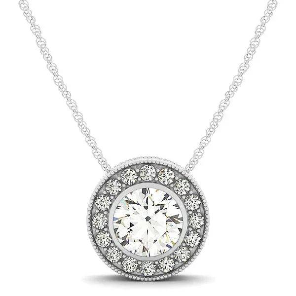 14K White Gold Halo Lab-Grown Diamond Piece