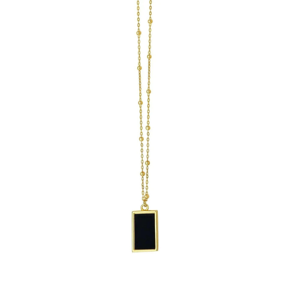 14K Yellow Gold Onyx Necklace