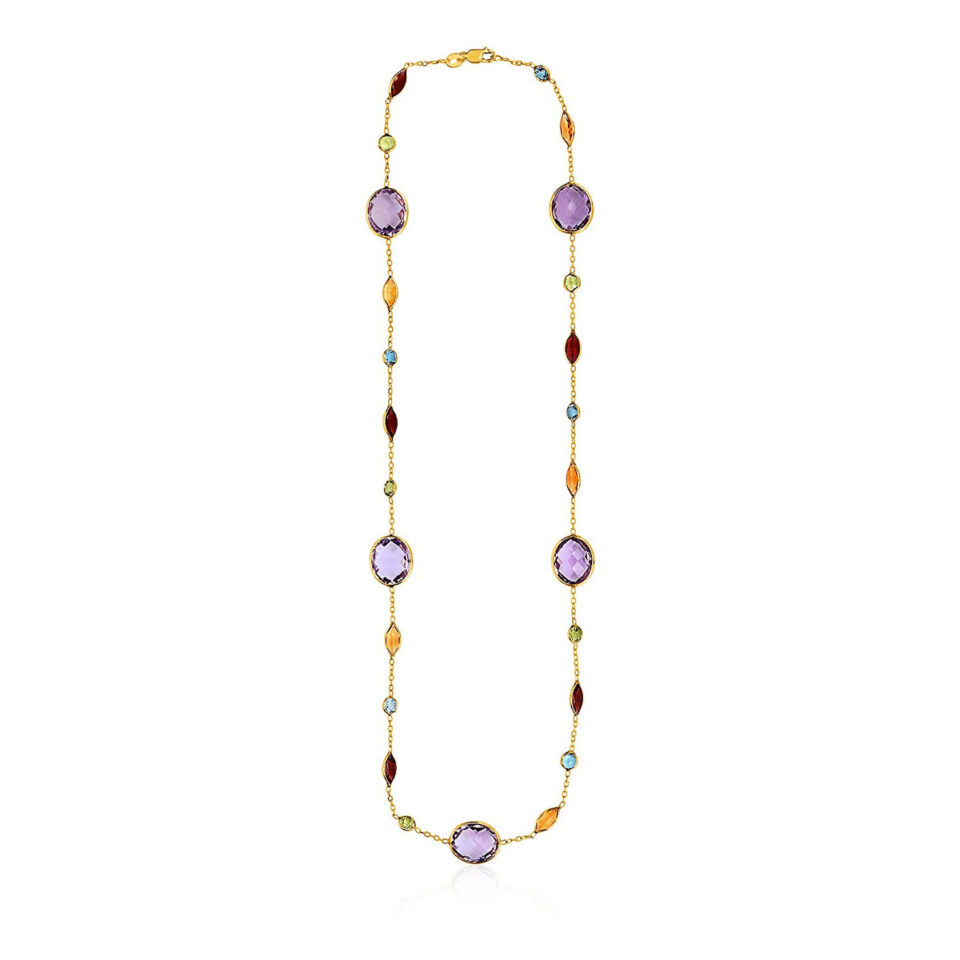 14K Yellow Gold Necklace Multi
