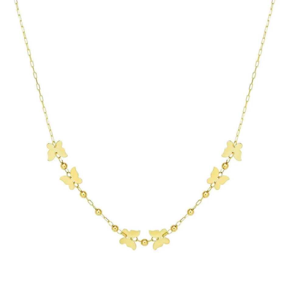 Inch polished necklace in solid 14K yellow gold, view 4