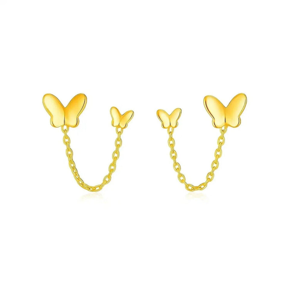 14K Yellow Gold Earrings Hole