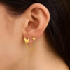 14K Yellow Gold Earrings Hole