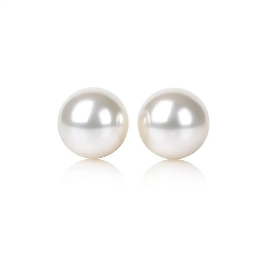 14K Yellow And White Gold Pearl Stud Earrings 7mm