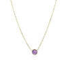 14K Yellow Gold Round Amethyst Necklace