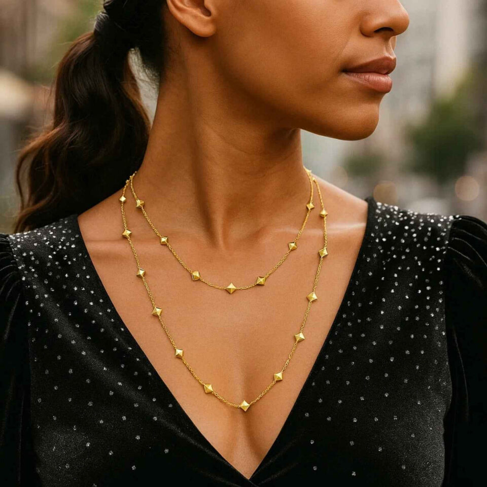 14K Yellow Gold Station Necklace