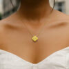 14K Yellow Gold Clover Lab-Grown Diamond Pendant Necklace