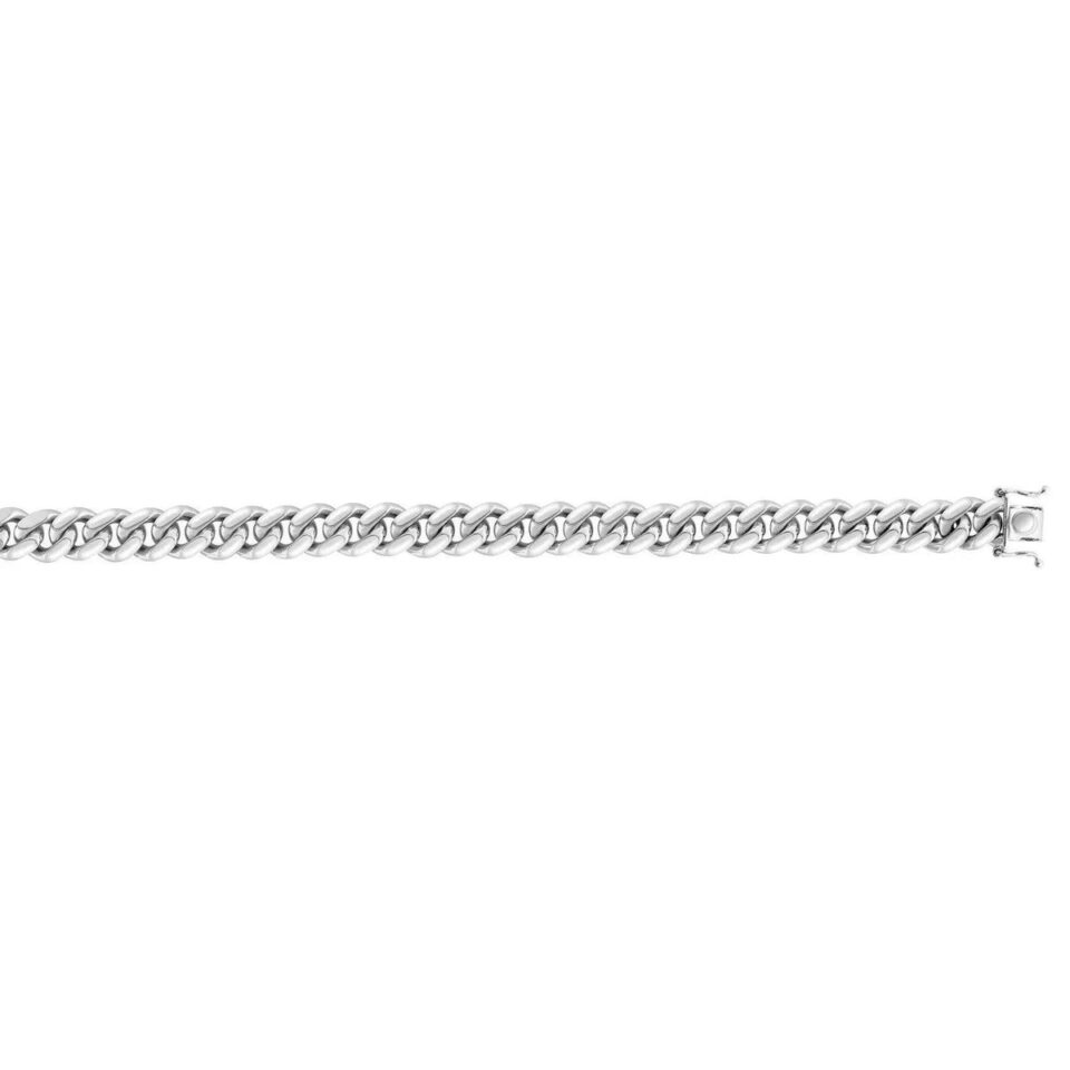 Sterling Silver, Rhodium Plated Cuban 9.80mm