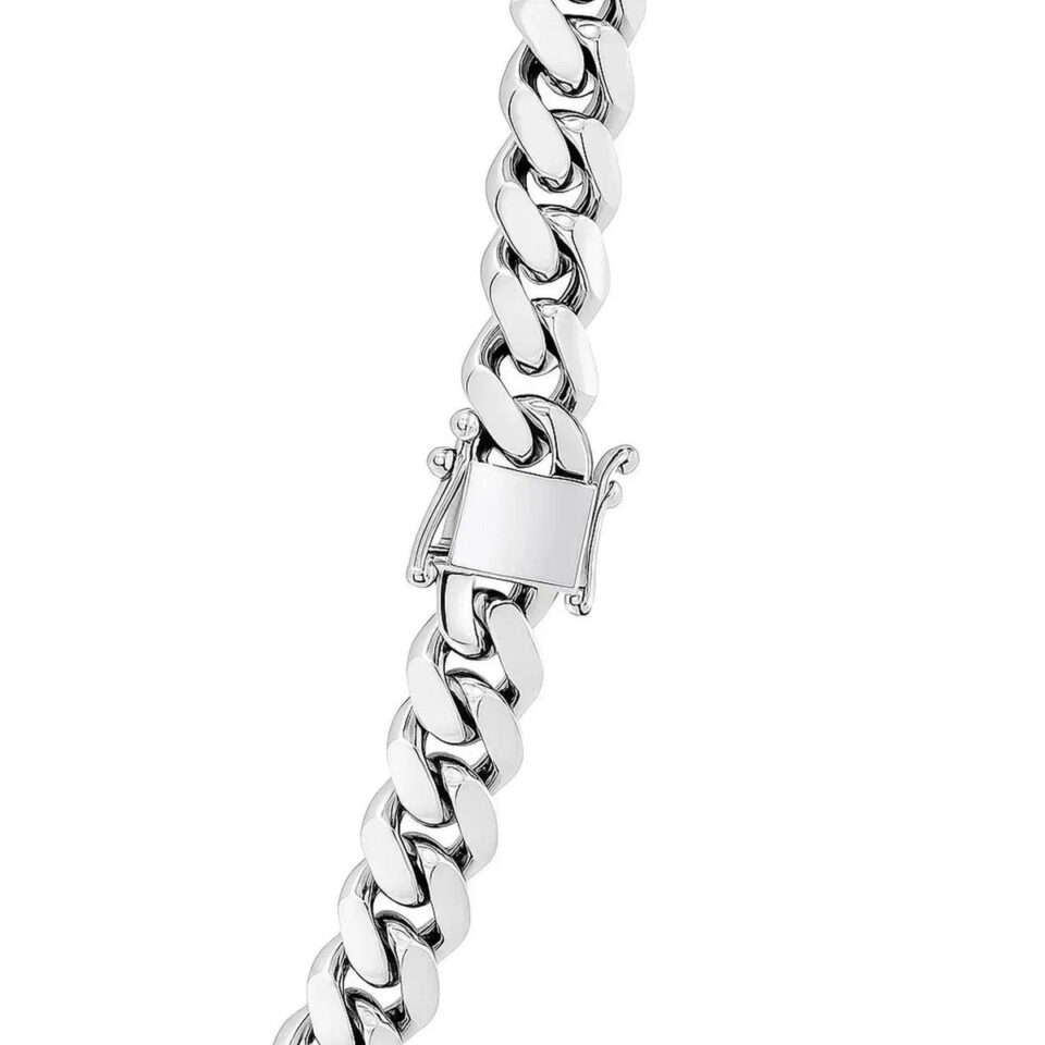 Sterling Silver, Rhodium Plated Cuban 9.80mm