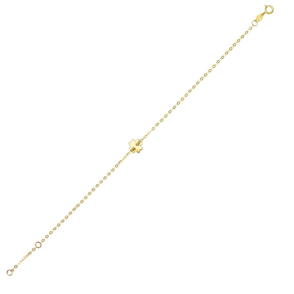 14K Yellow Gold Clover Bracelet