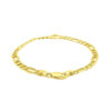 Heart figaro bracelet in solid 14K yellow gold, view 3