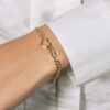 Heart figaro bracelet in solid 14K yellow gold, view 8