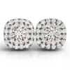 With lab-grown diamonds halo cushion earrings in solid 14K white and rose gold