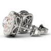 With lab-grown diamonds halo cushion earrings in solid 14K white and rose gold, view 2