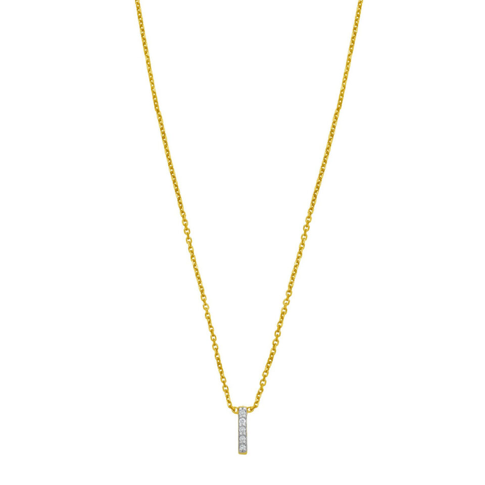 14K Yellow Gold Initial Lab-Grown Diamond Pendant Necklace