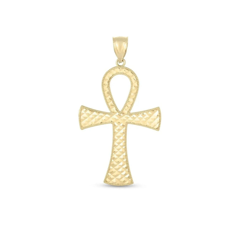 14K Yellow Gold Textured Pendant